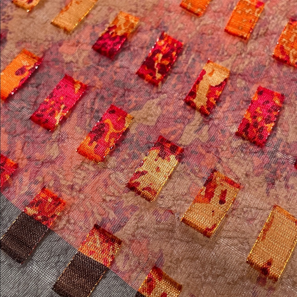 Vintage Silk Scarf Rectangular Checkered Pattern … - image 7